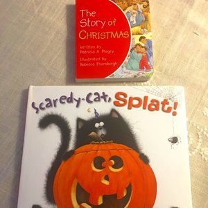 2 BOOKS - 'SCAREDY-CAT, SPLAT" AND "STORY OF CHRISTMAS" - HARDBACK - MINT